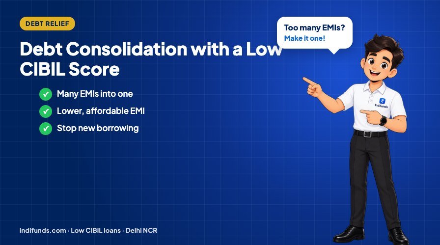 Debt Consolidation Loan with a Low CIBIL Score in Delhi NCR